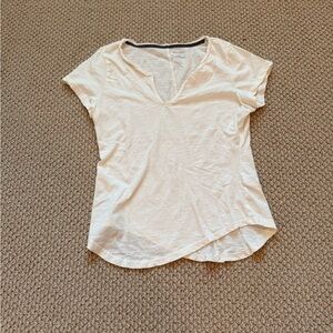 Pilcro Cream Asymmetrical Fitted Tee